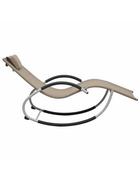 Solseng med pute gråbrun tekstil