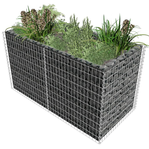 Gabion plantekasse stål 180x90x100 cm sølv