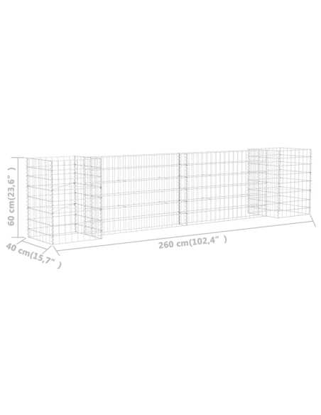 Plantekasse H-formet ståltråd 260x40x60 cm