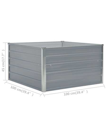 Plantekasse 100x100x45 cm galvanisert stål grå
