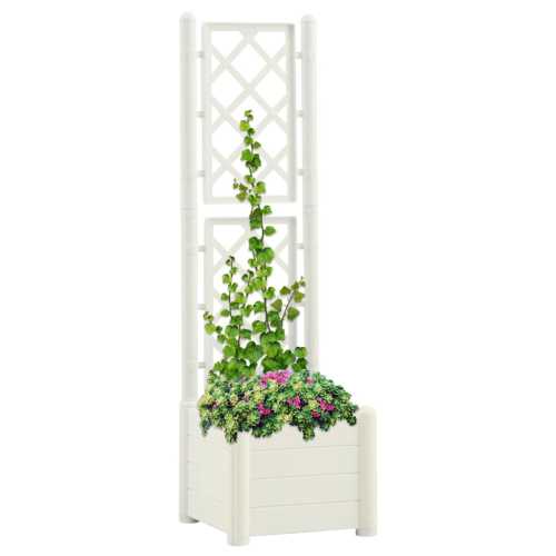 Plantekasse med espalier 43x43x142 cm PP hvit