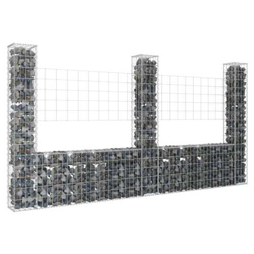 Gabion u-formet med 3 stolper 260x20x150cm jern