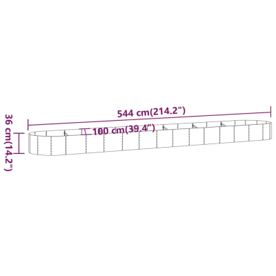 Høybed pulverlakkert stål 544x100x36...