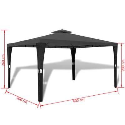 Paviljong med tak 3x4 m mørkegrå