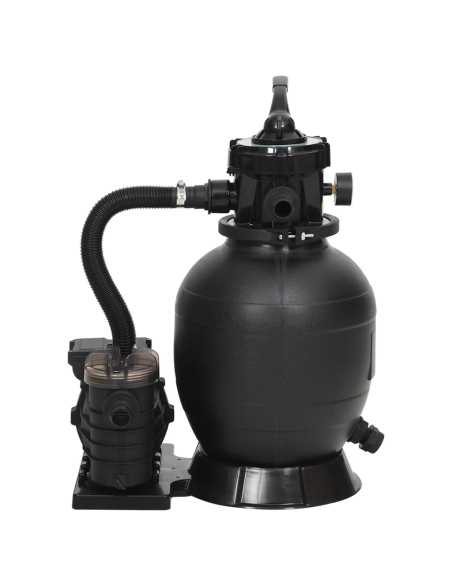 Bassengsandfilter med forfilter svart