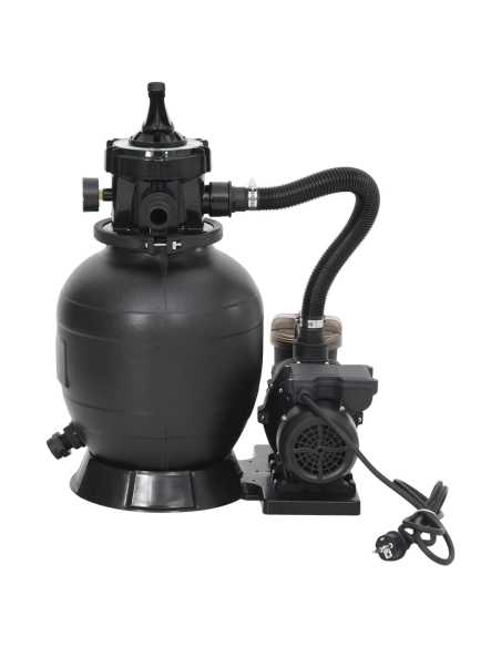 Bassengsandfilter med forfilter svart