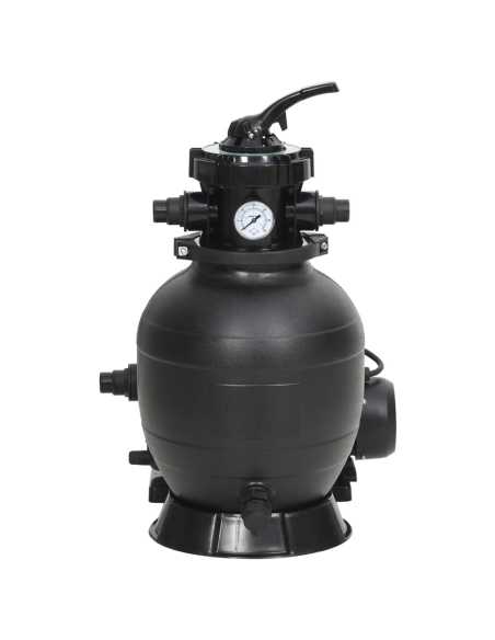 Bassengsandfilter med forfilter svart