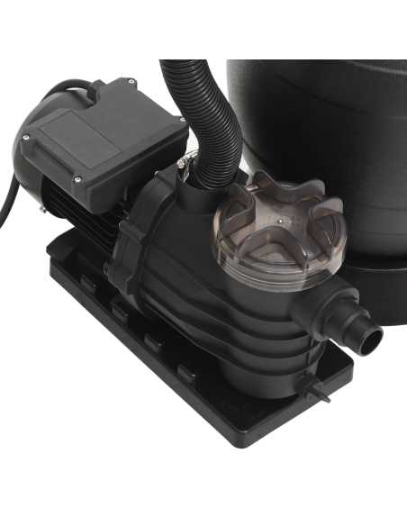 Bassengsandfilter med forfilter svart