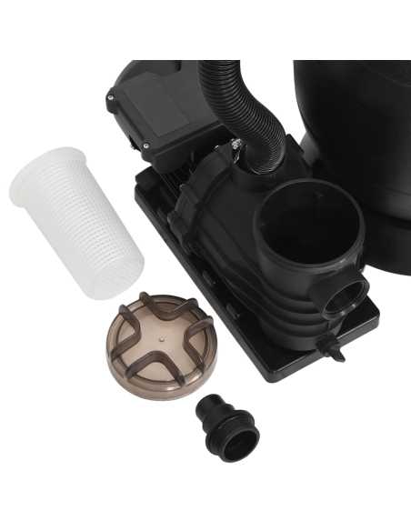 Bassengsandfilter med forfilter svart