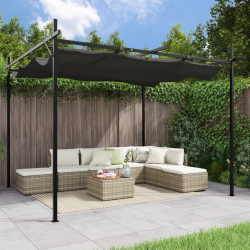 Pergola med uttrekkbar tak antrasitt 295x292x230cm
