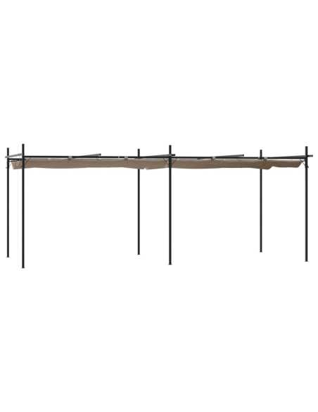 Pergola med uttrekkbar tak gråbrun 589x292x230cm