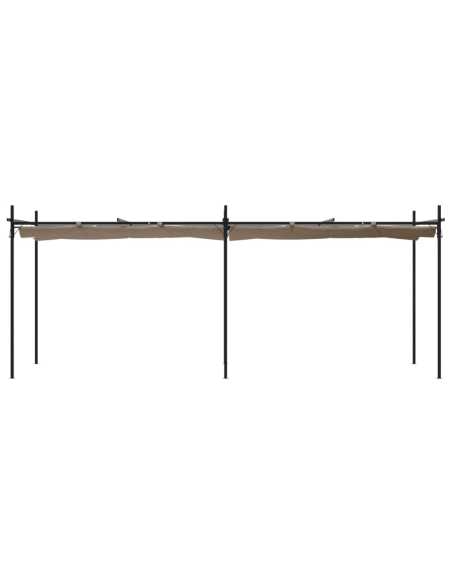 Pergola med uttrekkbar tak gråbrun 589x292x230cm