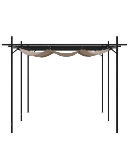 Pergola med uttrekkbar tak gråbrun 589x292x230cm