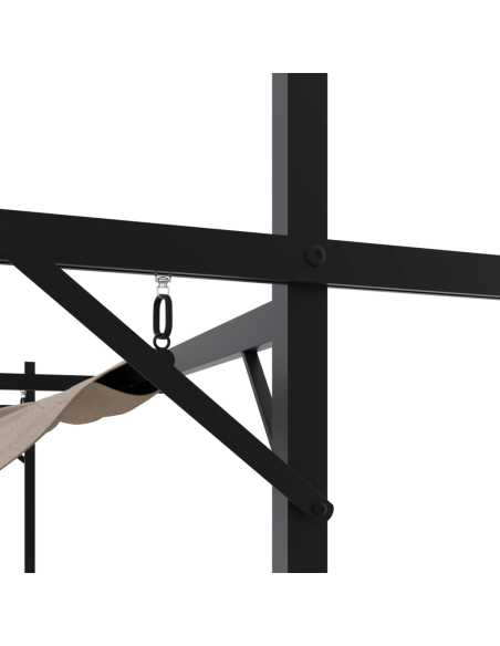 Pergola med uttrekkbar tak gråbrun 589x292x230cm