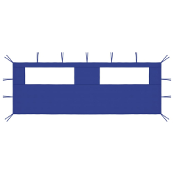 Sidevegg til paviljong med vinduer 6x2m blå