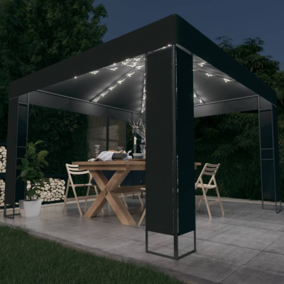 Paviljong med LED-lysslynge 3x3m antrasitt