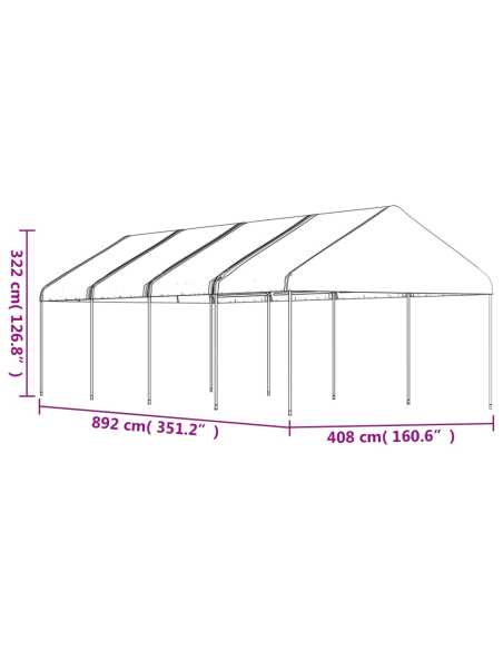 Paviljong med tak hvit 8,92x4,08x3,22m