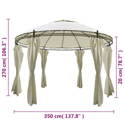 Paviljong rund med gardiner 3,5 x 2,7m