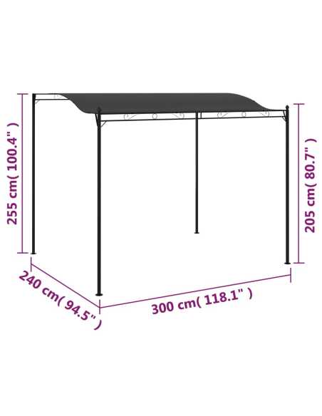 Paviljong 3x2,4m antrasitt