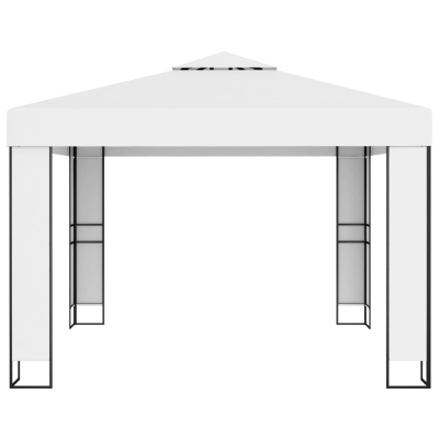 Paviljong 3x3m hvit med dobbelt tak og LED-lysslynge