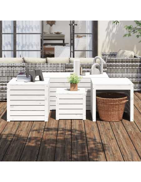 Hagekassesett 4 deler hvit heltre furu