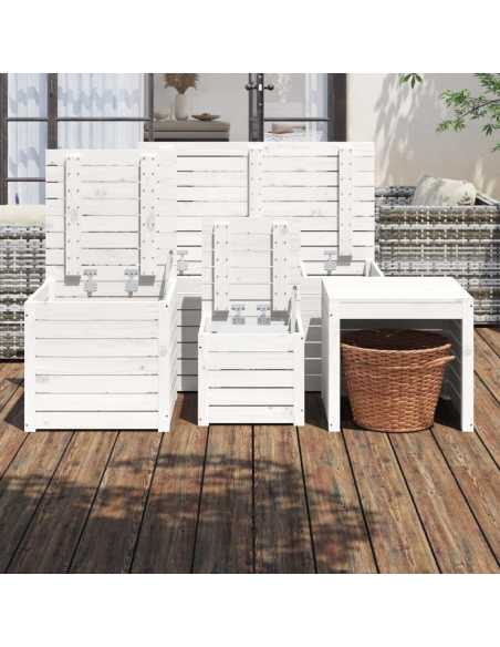 Hagekassesett 4 deler hvit heltre furu