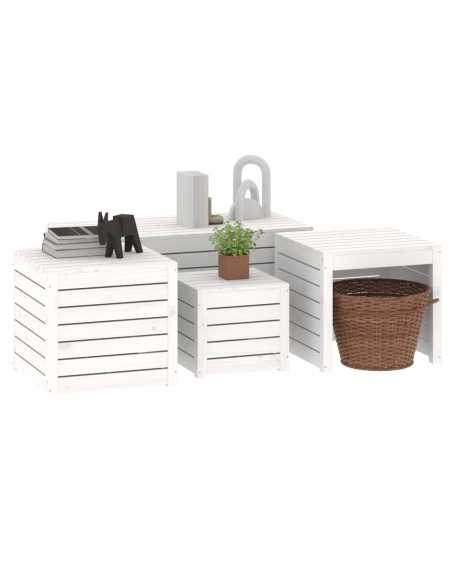 Hagekassesett 4 deler hvit heltre furu