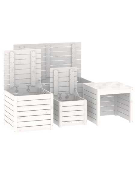 Hagekassesett 4 deler hvit heltre furu