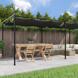 Pergola med uttrekkbar tak antrasitt 589x292x230cm
