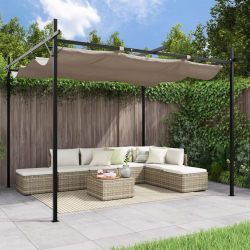 Pergola med uttrekkbar tak gråbrun 295x292x230cm