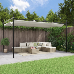 Pergola med uttrekkbar tak kremhvit 395x292x230cm