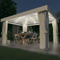 Paviljong med gardin og LED-lys 4x3m