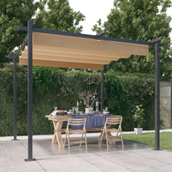 Pergola med uttrekkbart tak 3x3m gråbrun