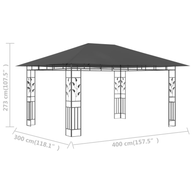 Paviljong med myggnett 4x3x2,73m antrasitt