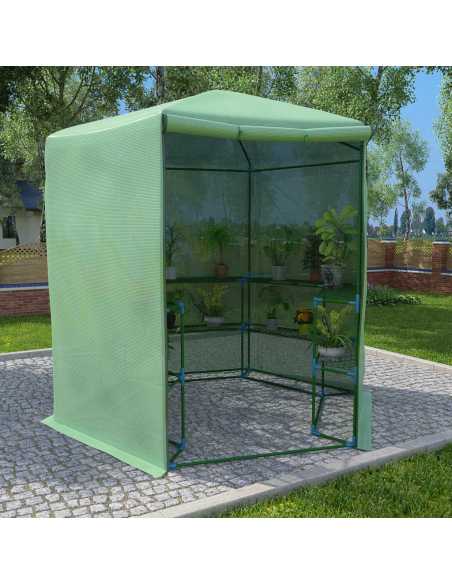 Drivhus med hyller stål 227x223 cm
