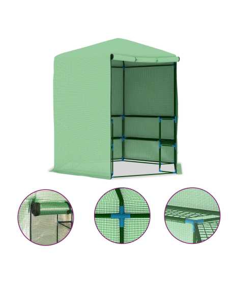 Drivhus med hyller stål 227x223 cm