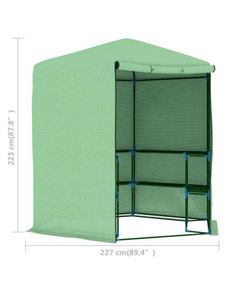 Drivhus med hyller stål 227x223 cm