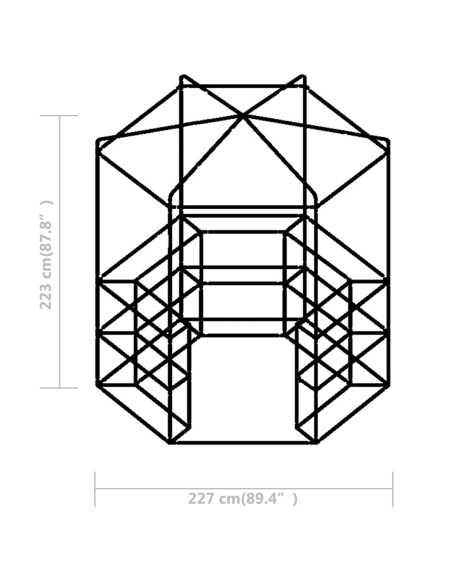 Drivhus med hyller stål 227x223 cm