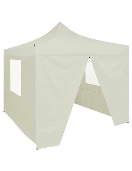 Partytelt sammenleggbart 4 vegger 2x2m krem