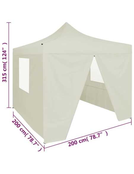 Partytelt sammenleggbart 4 vegger 2x2m krem