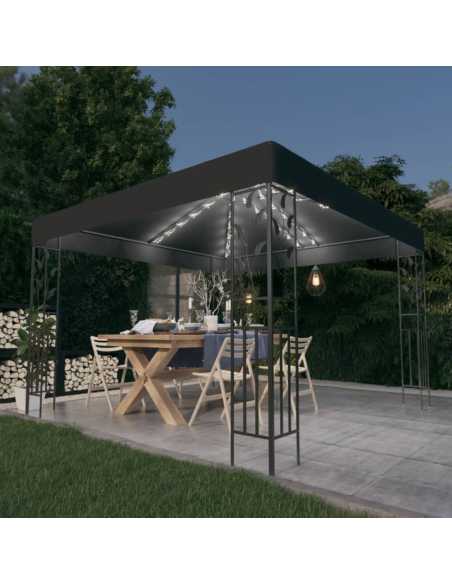 Paviljong med LED-lys 3x3m antrasitt
