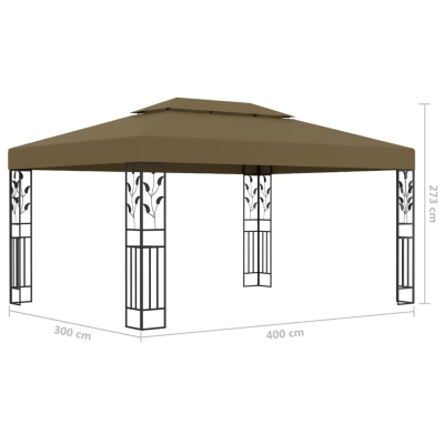 Paviljong med dobbelt tak og LED-lysslynge 3x4m