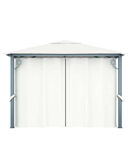 Paviljong med gardin og LED 3x3m kremhvit