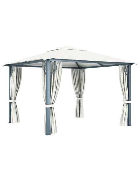 Paviljong med gardin og LED 3x3m kremhvit