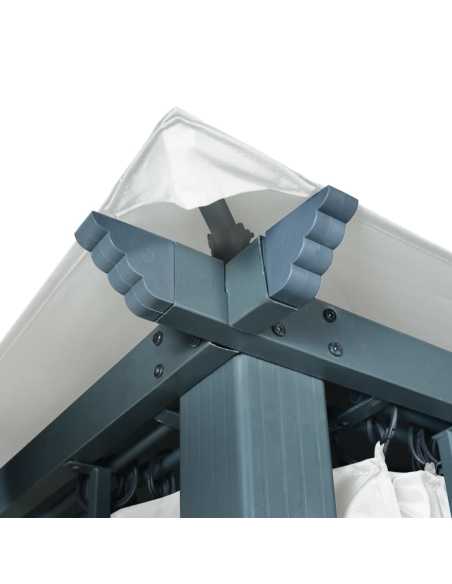 Paviljong med gardin og LED 3x3m kremhvit