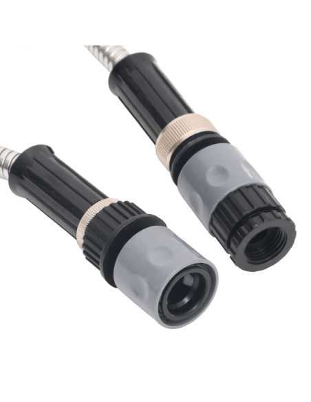 Hageslange med sprøytedyse sølv 0,6" 22,5m rustfritt stål