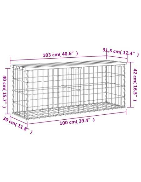 Hagebenk gabiondesign 103x31,5x42cm heltre douglasgran