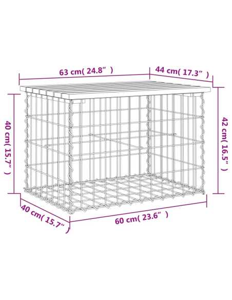 Hagebenk gabiondesign 63x44x42cm heltre furu