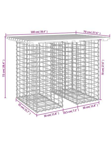 Hagebenk gabiondesign 100x70x72cm impregnert furu