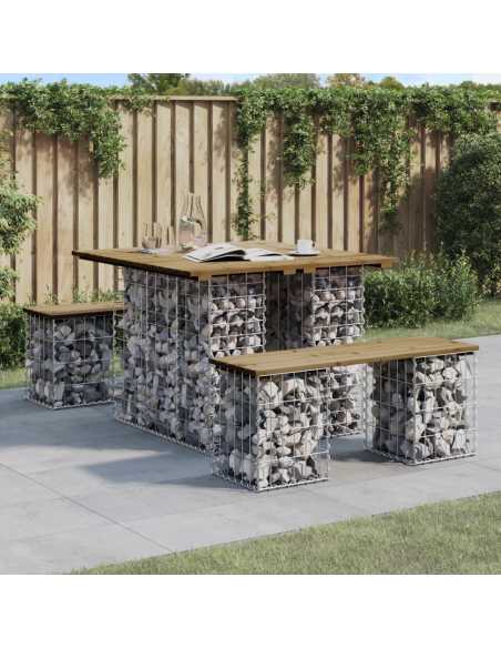 Hagebenk gabiondesign 100x102x72cm impregnert furu